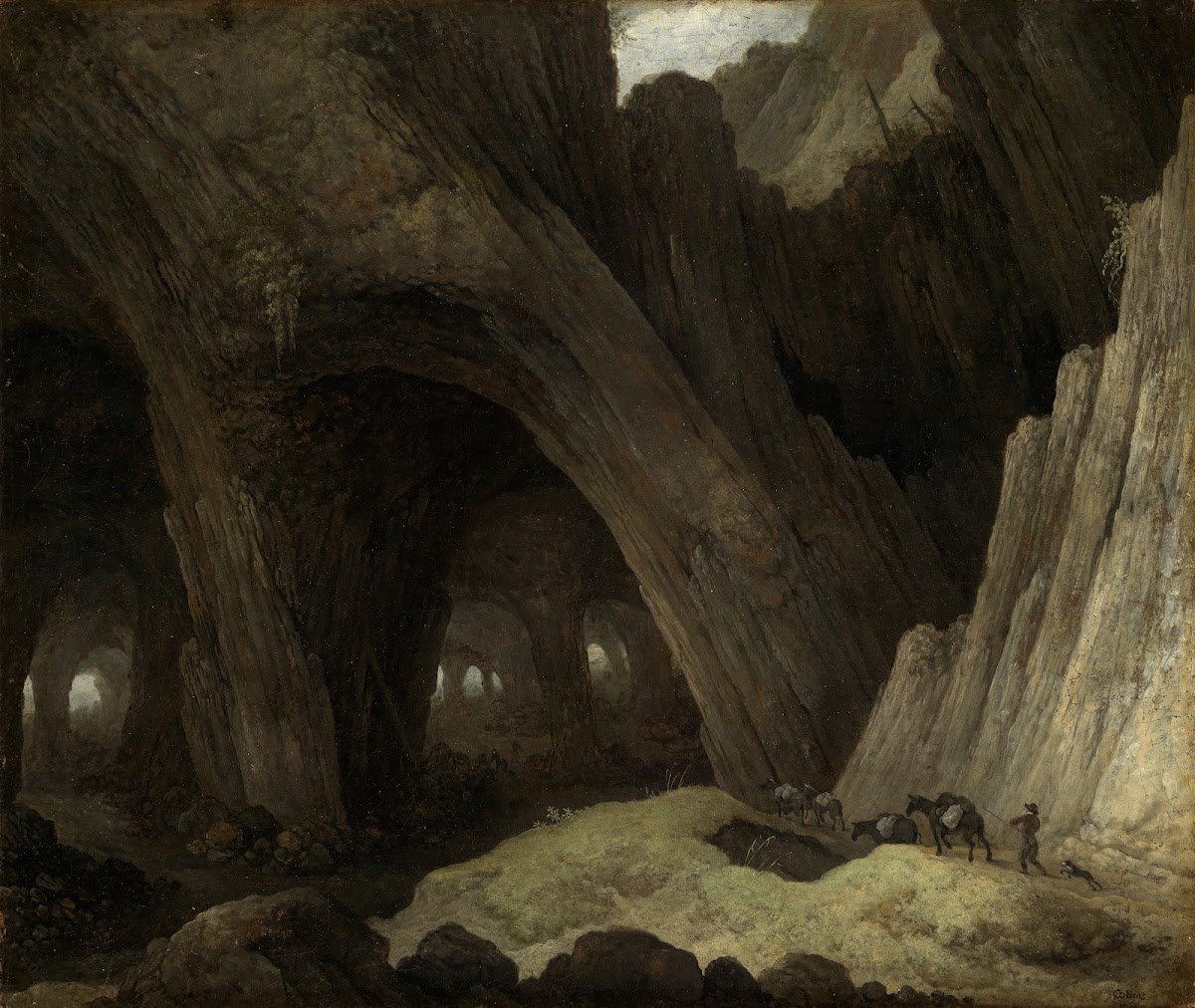 Felsenhöhle mit Maultiertreibern 1653