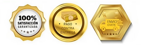 Sellos de garantía: 100% Satisfacción garantizada, Pago contra entrega y Envío gratis