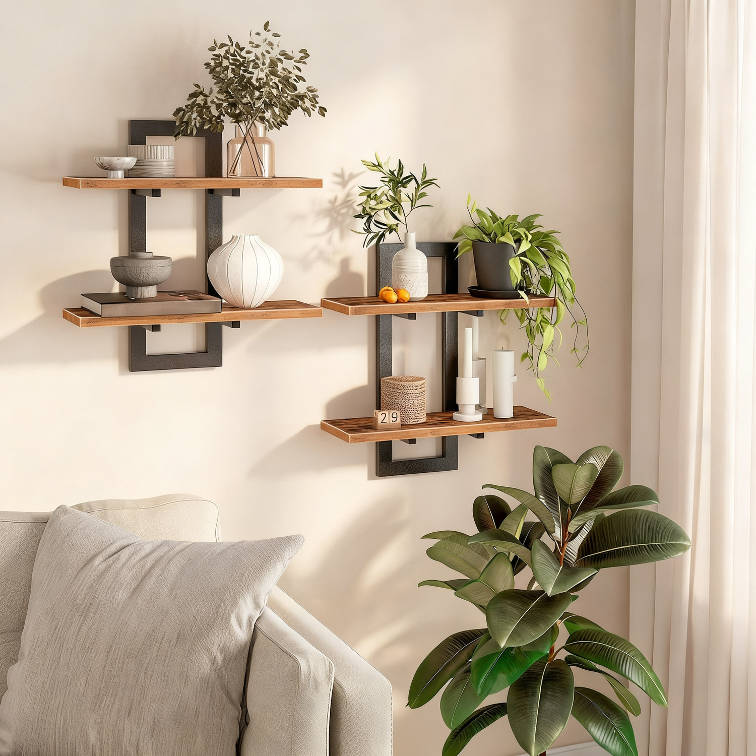 Steel wall shelf, floating design