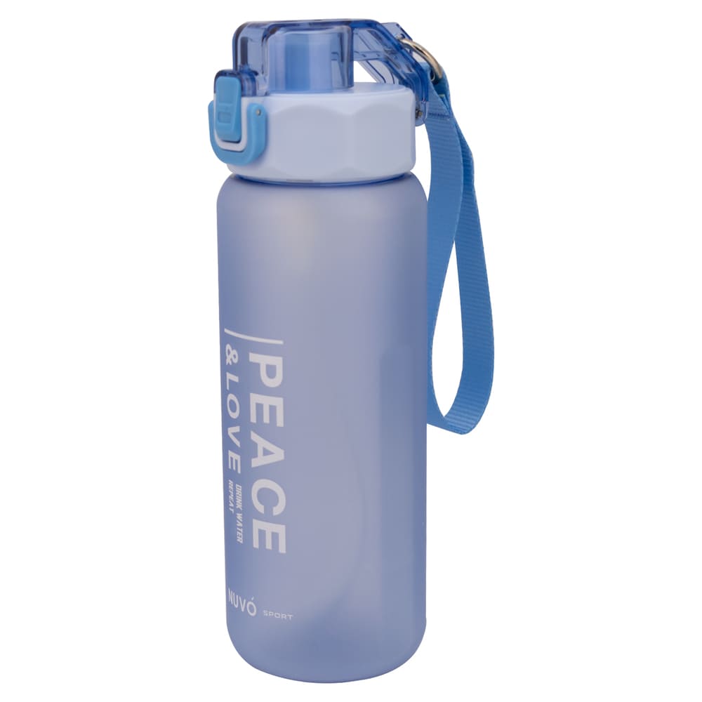 Botella de policarbonato Nuvó™ Peace & Love de 850 mL, color azul