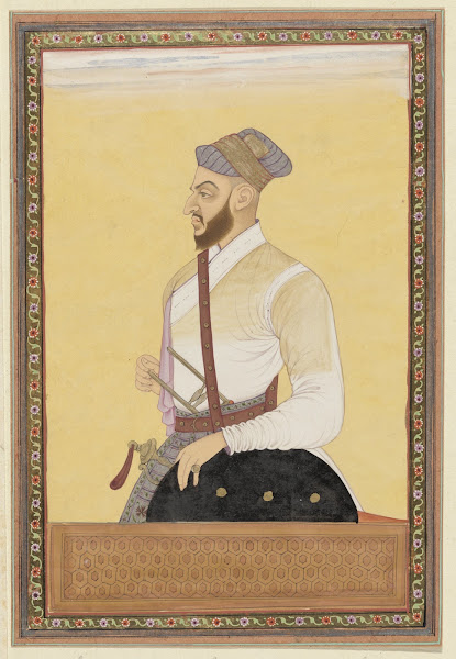 Portret van Saf shikan Khan die vizier van Aurangzeb is geweest 1686