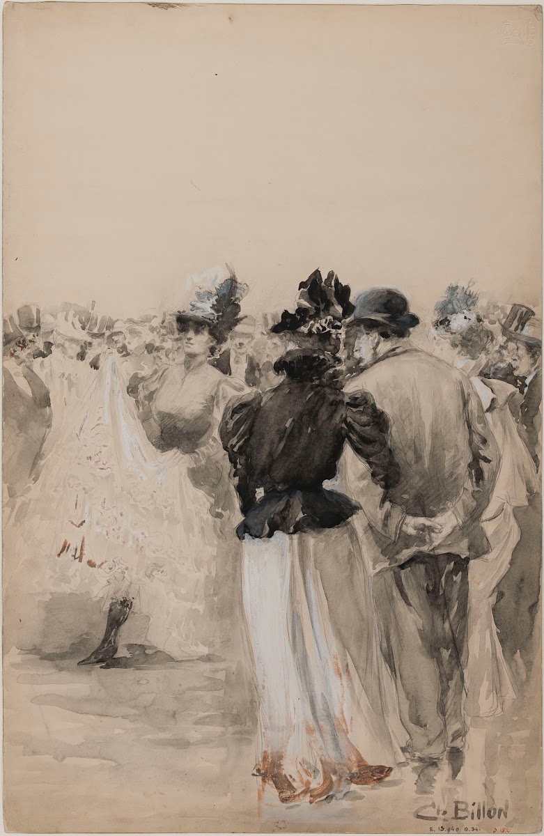 Foule avec couple vu de dos au premier plan Bal du Moulin Rouge 1801   1900