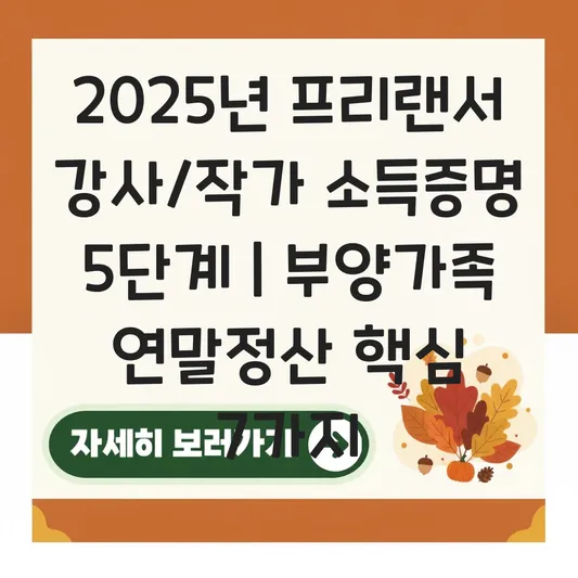 프리랜서 강사/작가 소득금액증명원 발급 및 연말정산 부양가족 소득 증빙 법 대표 이미지