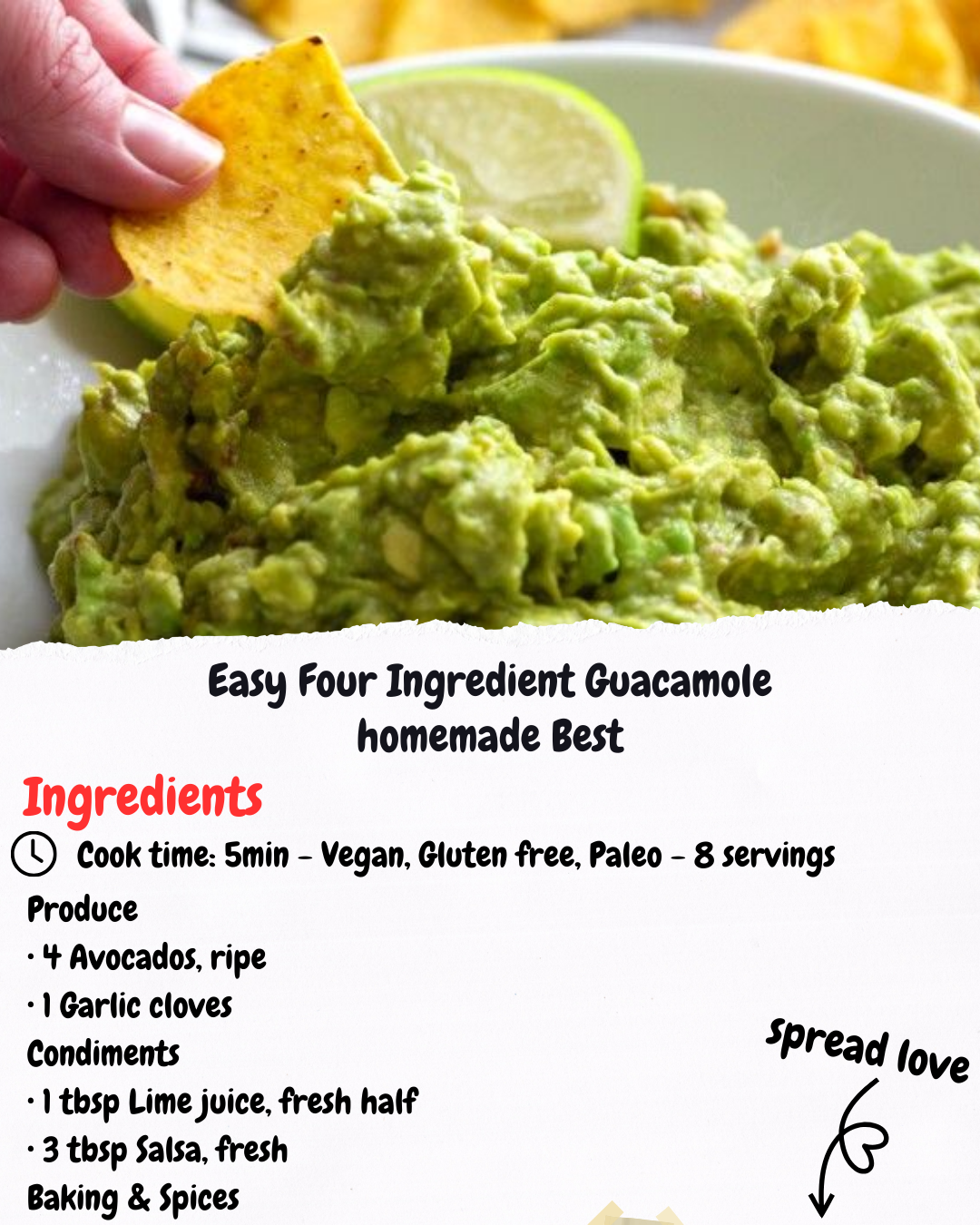 Easy Four Ingredient Guacamole homemade Best