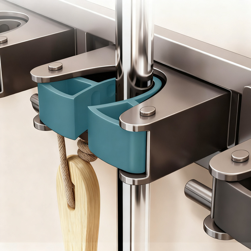 Suction cup holder for brooms and cleaning tools