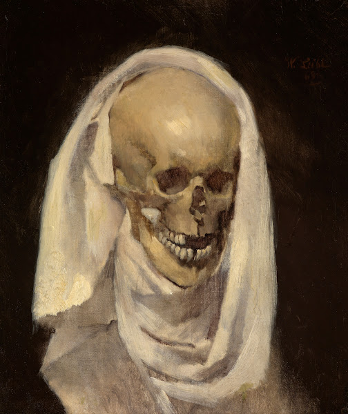 Totenschädel mit Leichentuch 1868