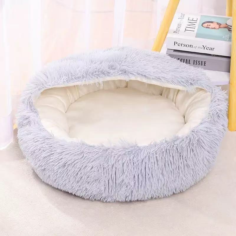 Flauschiges Katzenbett, rund, wärmend