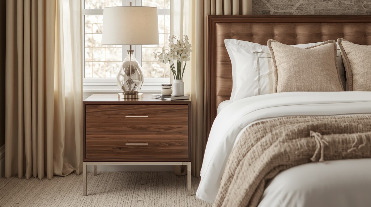 How to Use Chrome Bedroom Decor With Walnut Nightstands - microfiber care for polished chrome beside wood furniture
