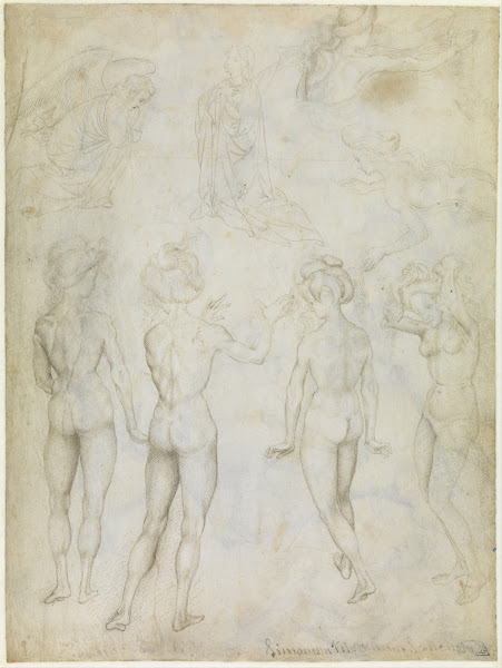 Four Studies Of A Female Nude An Annunciation And Two Studies Of A Woman Swimmin
