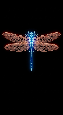 Glowing Blue Dragonfly Outline