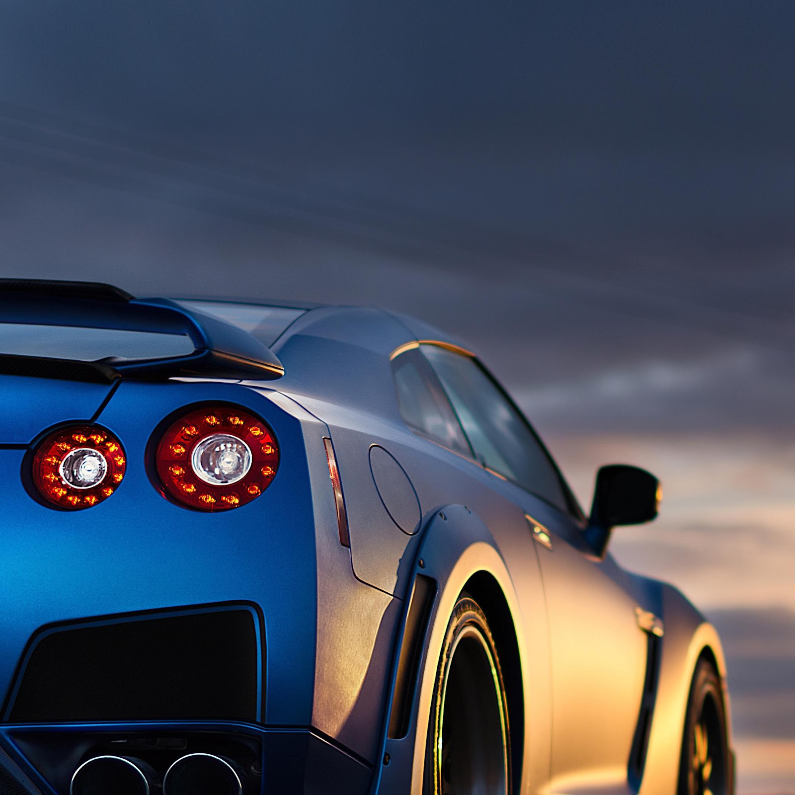 Download Blue Nissan GT-R At Sunset 4K iPhone