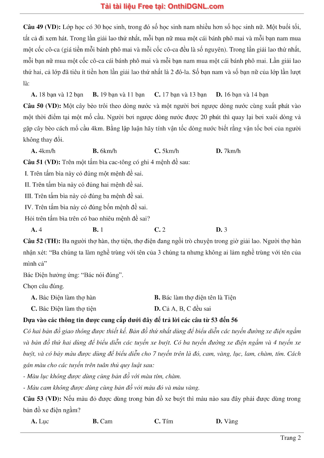 900 bài tập môn Toán - Ôn thi ĐGNL ĐHQG TP HCM Phần 7