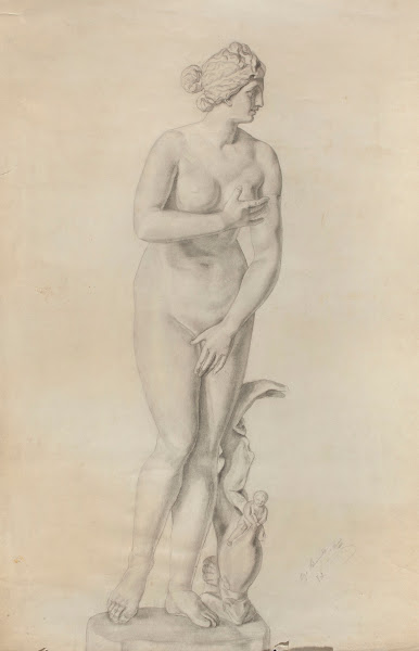 Tracing from a copy of Praxiteles sculpture in the type of the Venus de Medici 1