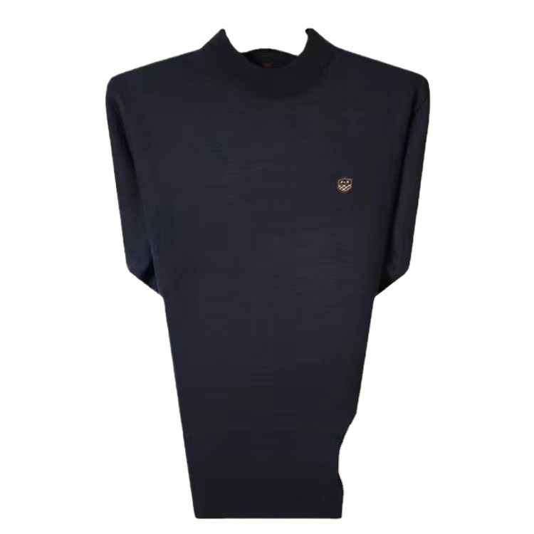 Men's knitted sweater with round neckline and fleece lining