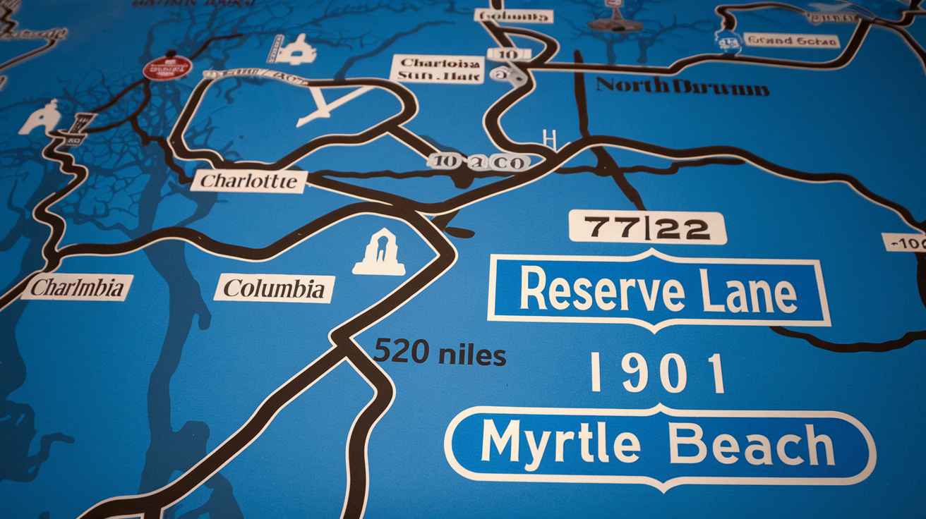 Distance and Travel Guide: Myrtle Beach from 7722 Reserve Lane