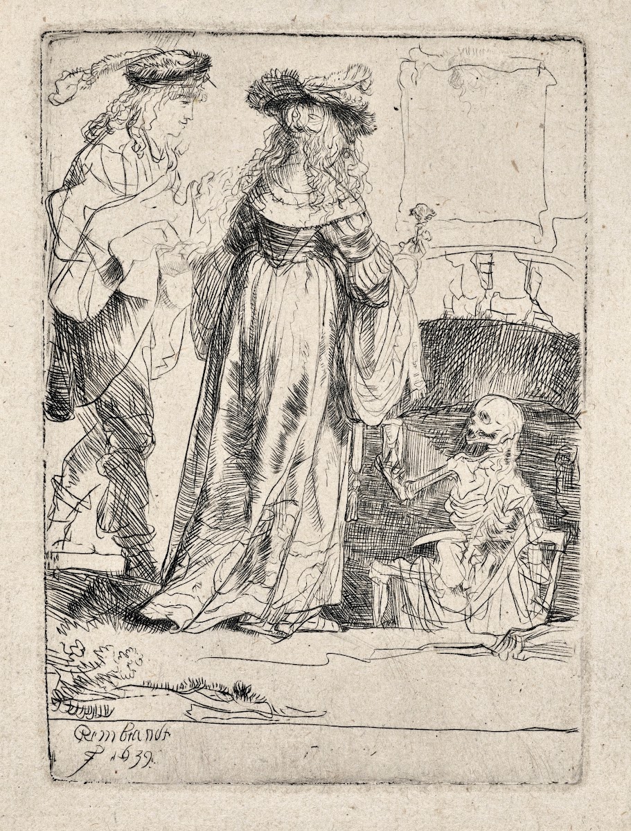 Death appearing to a Wedded Couple from an open Grave 1639