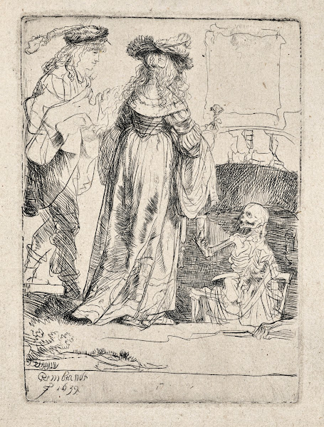 Death appearing to a Wedded Couple from an open Grave 1639