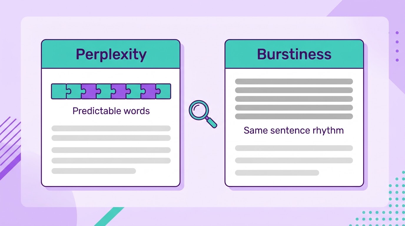 Perplexity and burstiness: predictable words and the same sentence rhythm