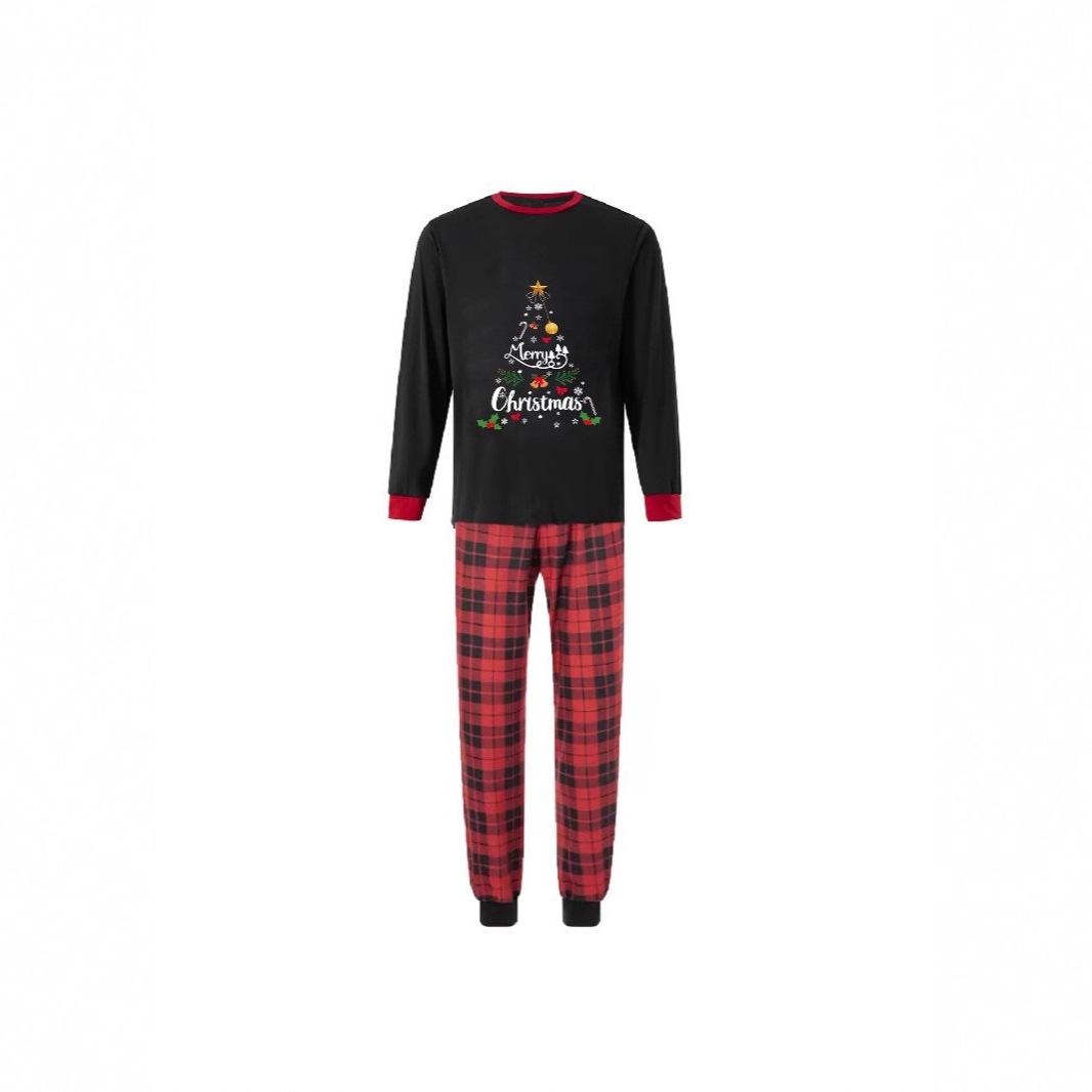 Christmas Family Pajama Set with Plaid Pattern