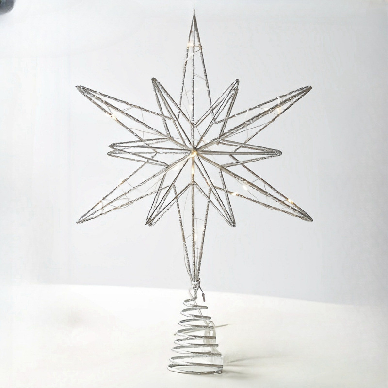Illuminated Christmas tree star made of iron, 25x33 cm