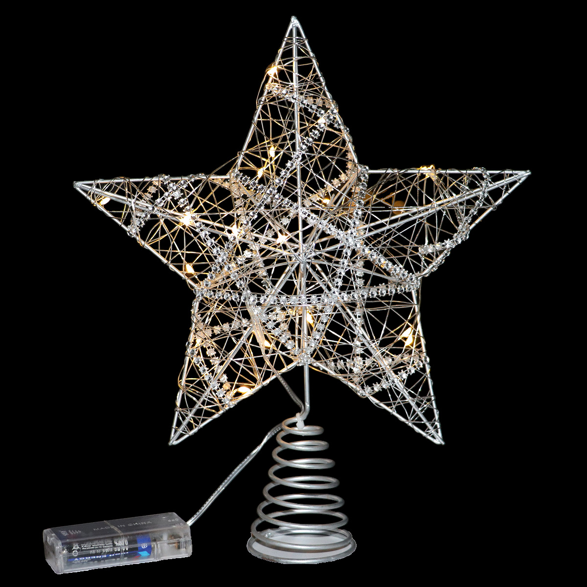 Christmas tree star topper made of iron, illuminated