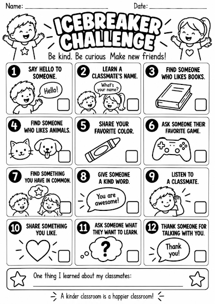 Icebreaker Challenge Worksheet