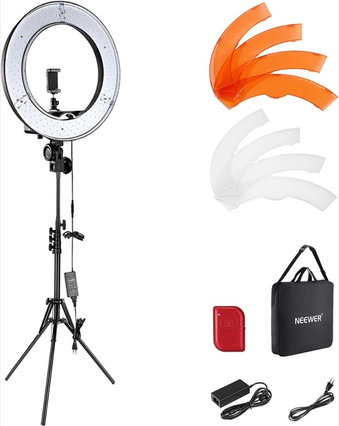 Neewer Kit de Aro de Luz Profesional de 18 Pulgadas con Filtro Difusor