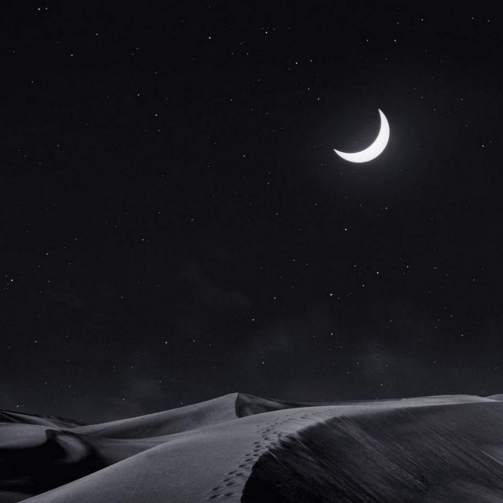 Download Crescent Moon Over Dark Desert Full HD iPhone