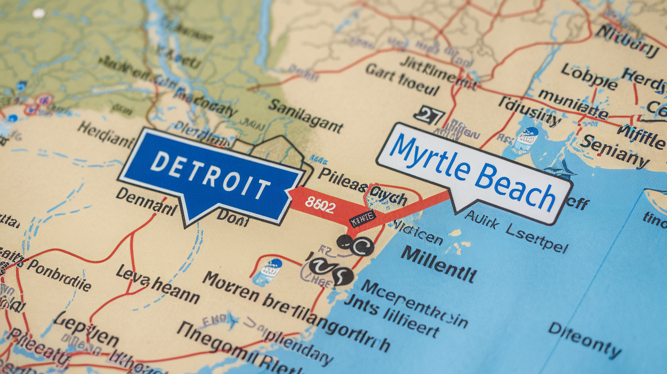 How Far Is Detroit from Myrtle Beach? Travel Distance & Tips