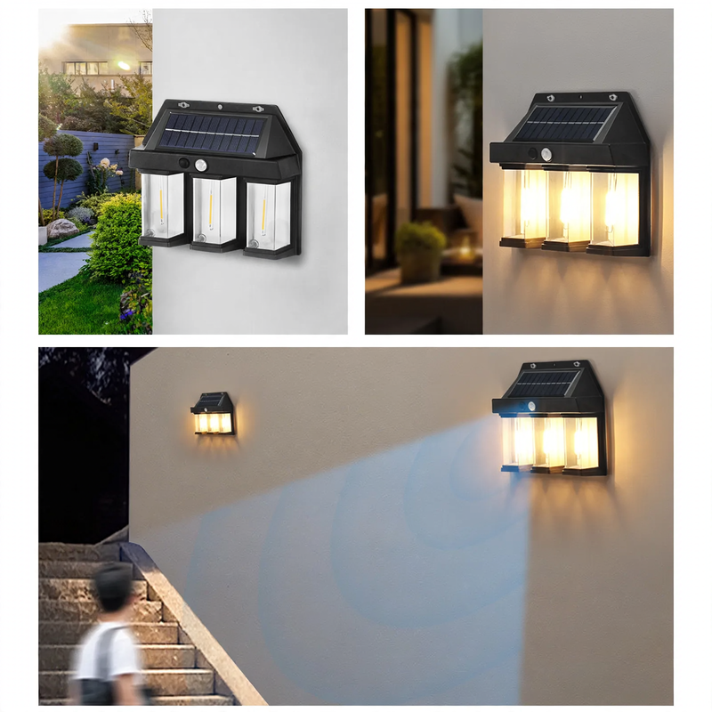 Solar wall light with motion sensor for outdoors