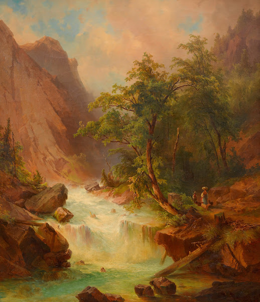 Wildbach in Gebirgslandschaft Giessbach CH 1869