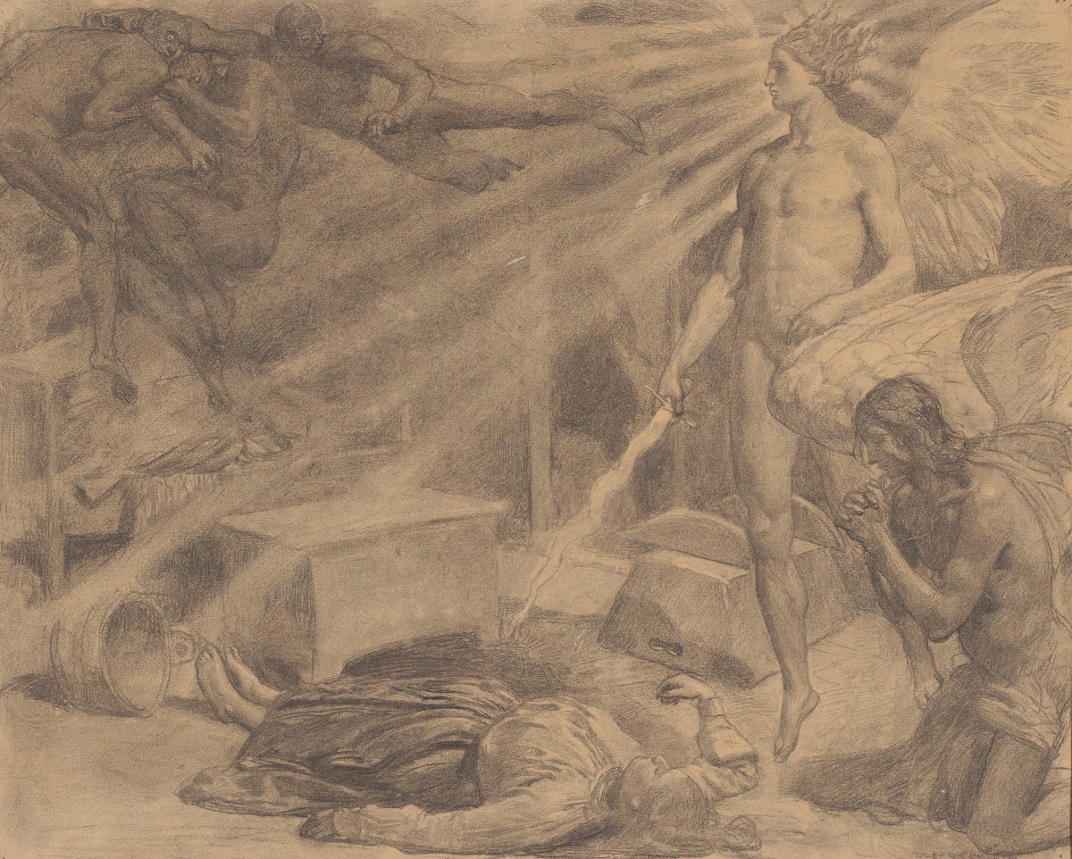 Śmierć Rzepowej ilustracja do Szkiców węglem Henryka Sienkiewicza 1901