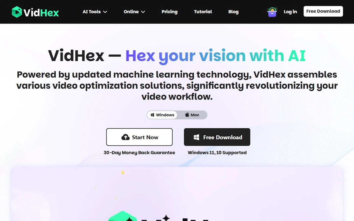 Captura de VidHex AI Video Enhancer