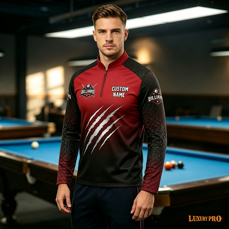 AOP TPM Long Sleeve Zip-Up Polo with Stand Collar