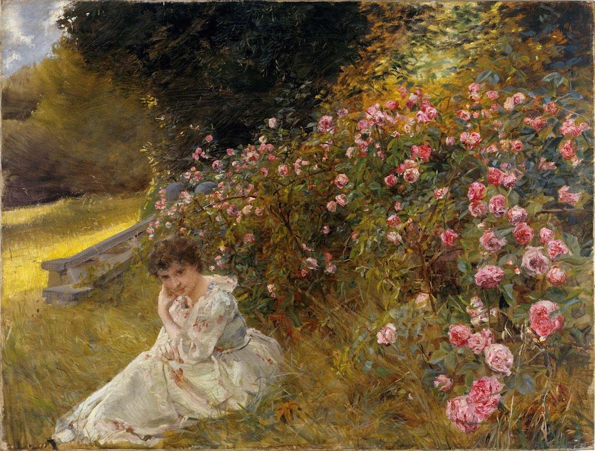 Miss Hardy on the rose terrace in Rugenpark Interlaken 1883
