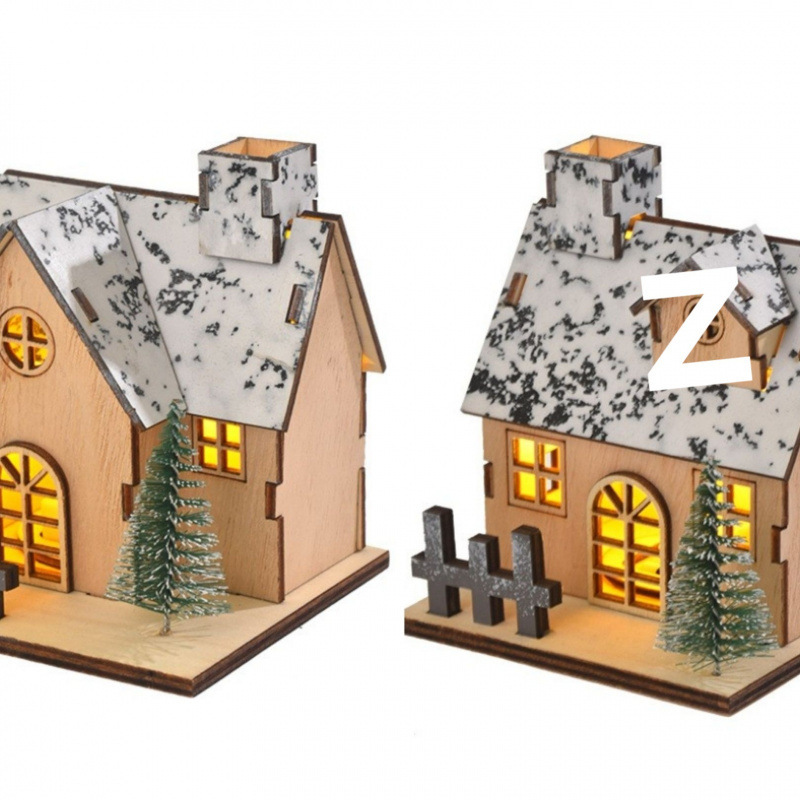 Illuminated Wooden House for Christmas Decoration
