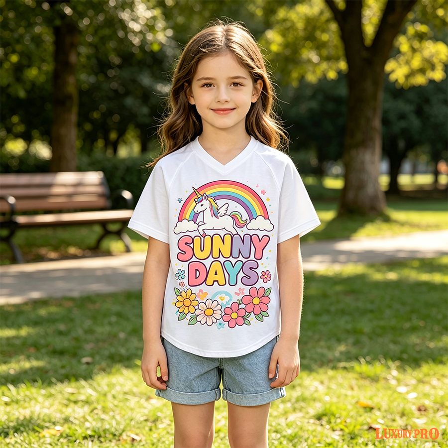 AOP V Neck Raglan Sleeve Short Sleeve