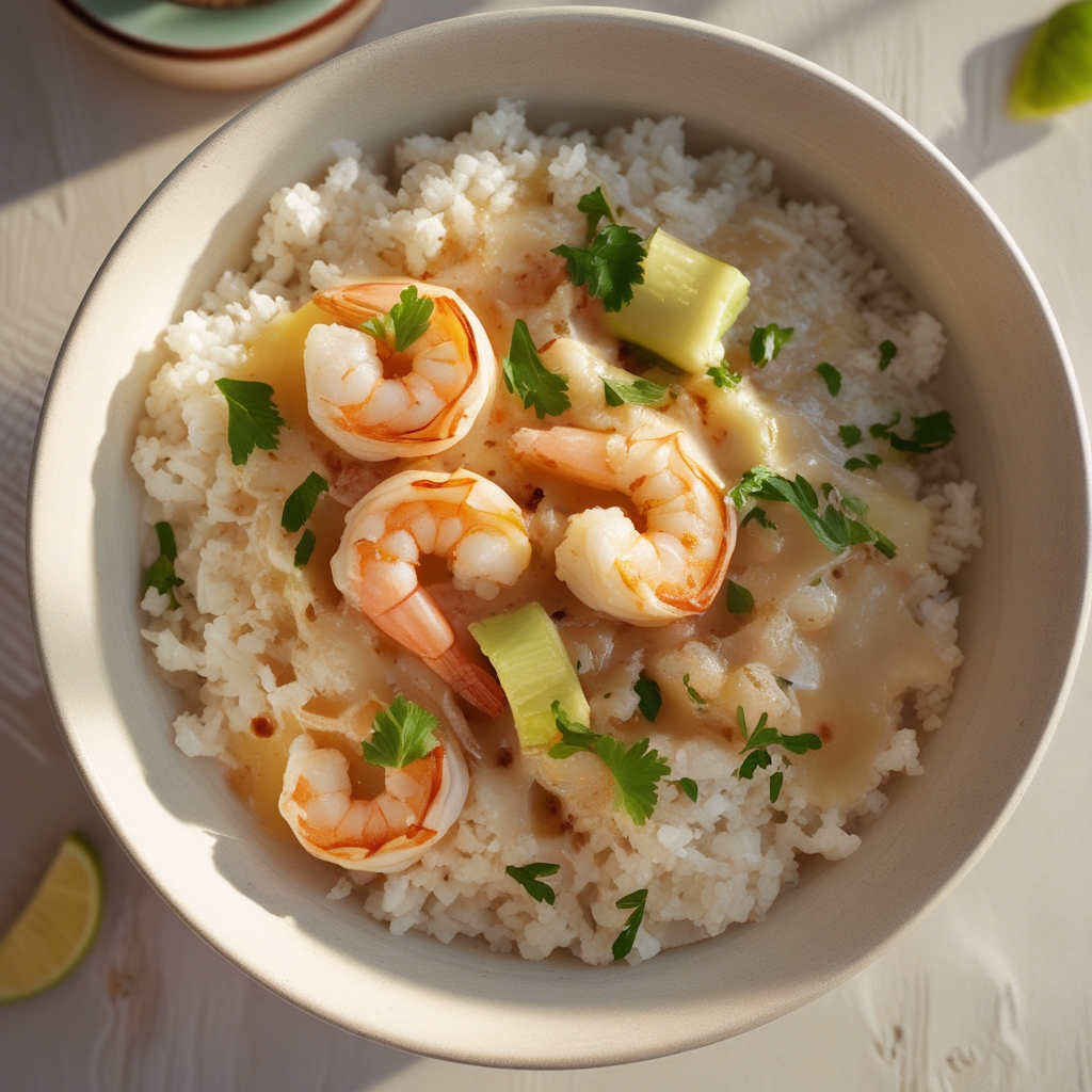 Coconut Lime Shrimp & Creamy Cauliflower Rice Bowl