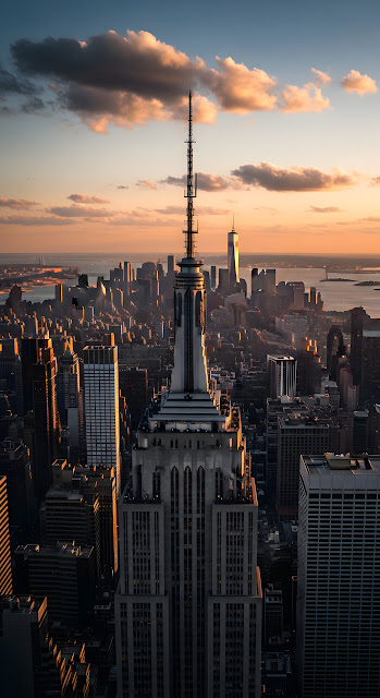 Empire State Building at Golden Hour New York City View - Free mobile Wallpaper