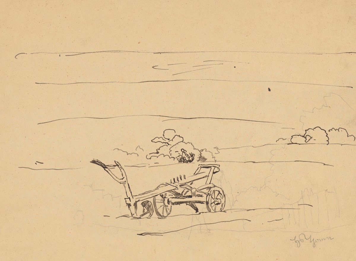 Landscape with a Plough Standing in the Field 1888