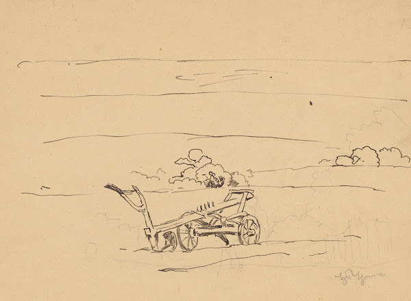 Landscape with a Plough Standing in the Field 1888