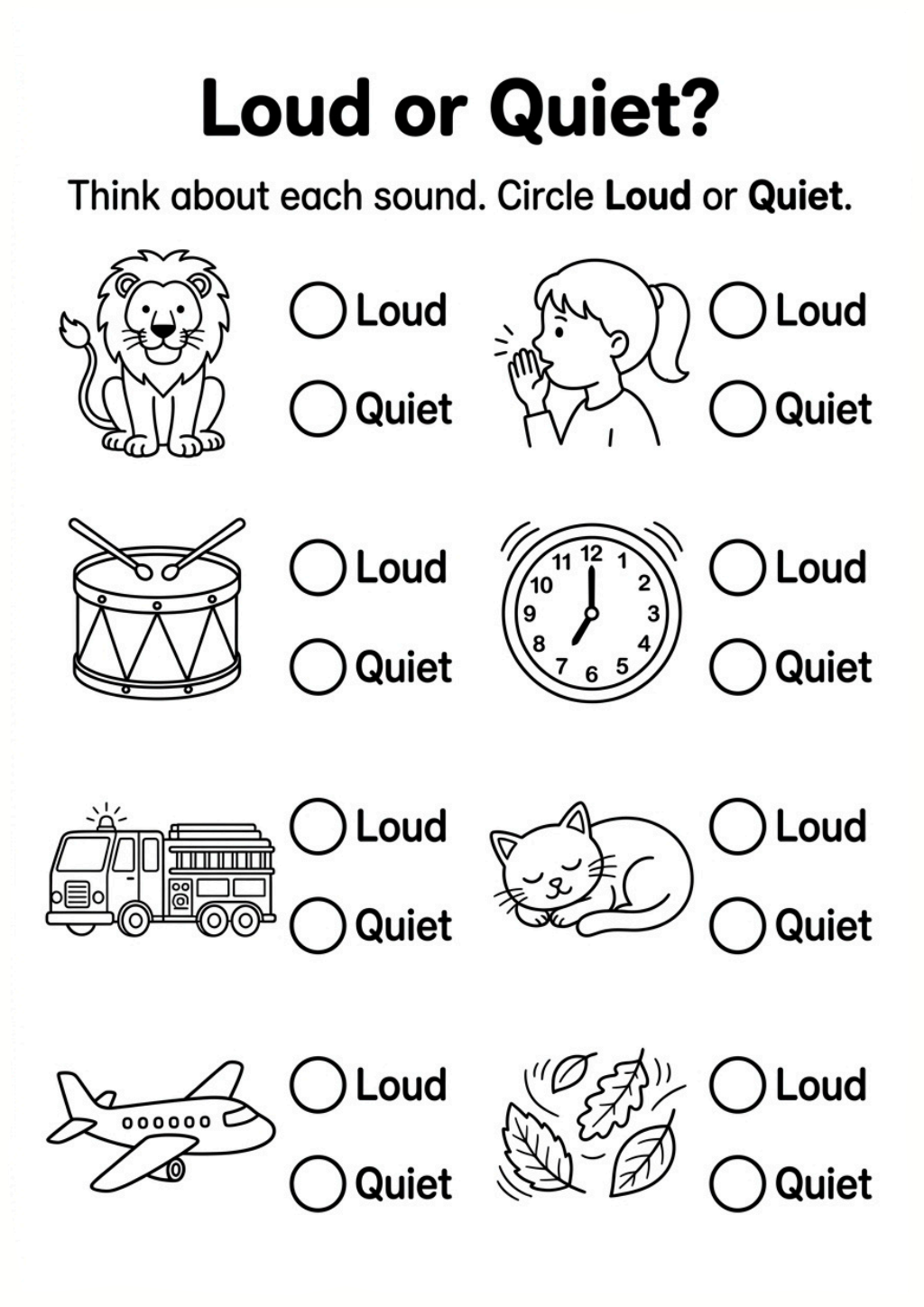 Loud or Quiet? Worksheet