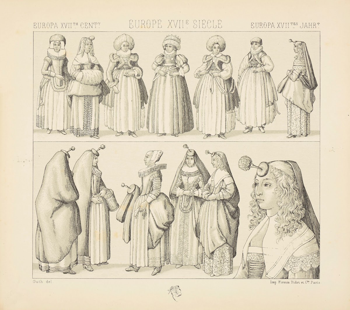 Angleterre Brabant Allemagne et France  costumes feminins 1640 1650  les dames h