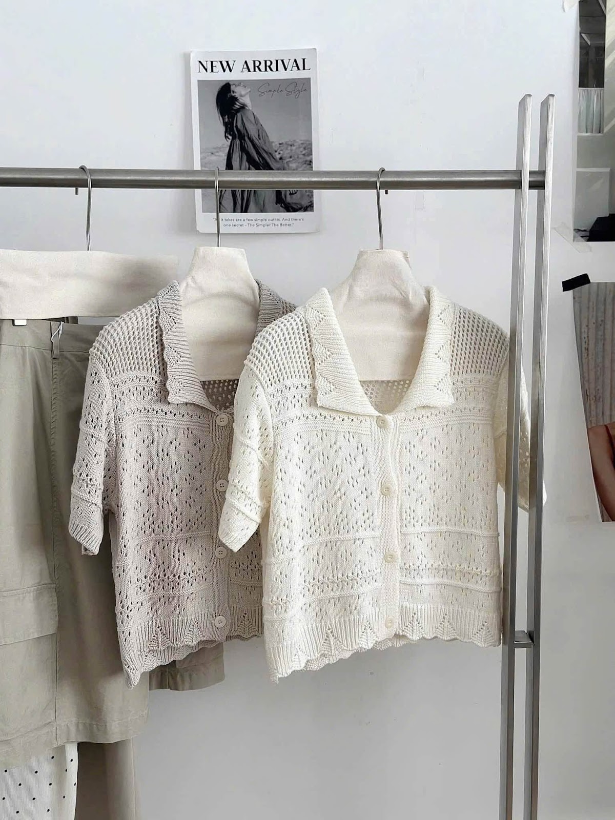 Áo len ngắn tay cổ bẻ nút XONXEN SHOP 80757