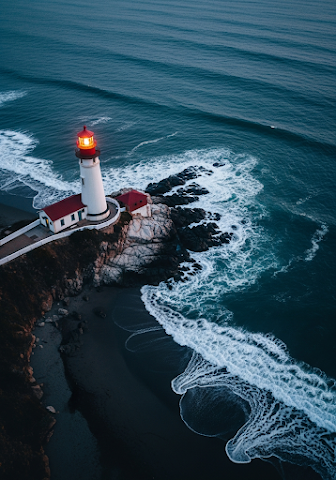 West Coast Lighthouse Dusk Drone