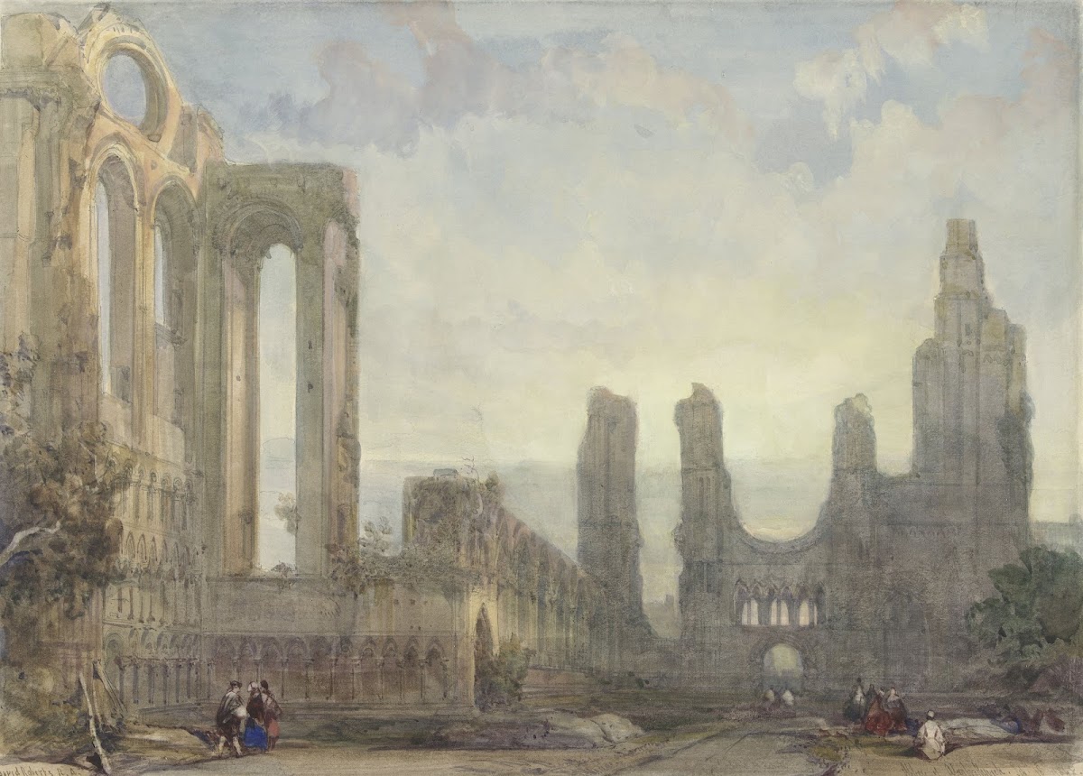 Abdijruïne van Aberbrothwick bij avond 1848