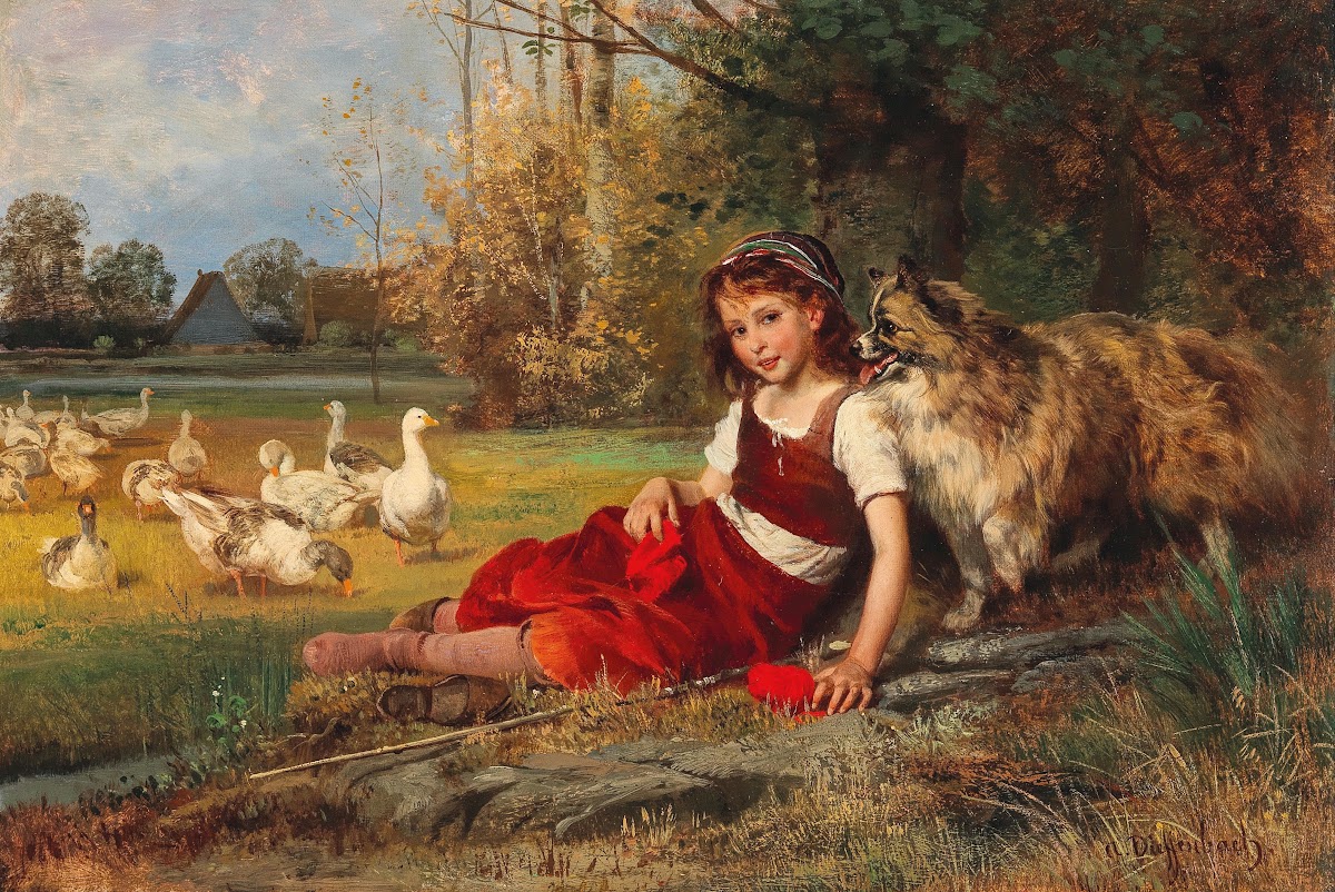 A Young Goose Girl Resting