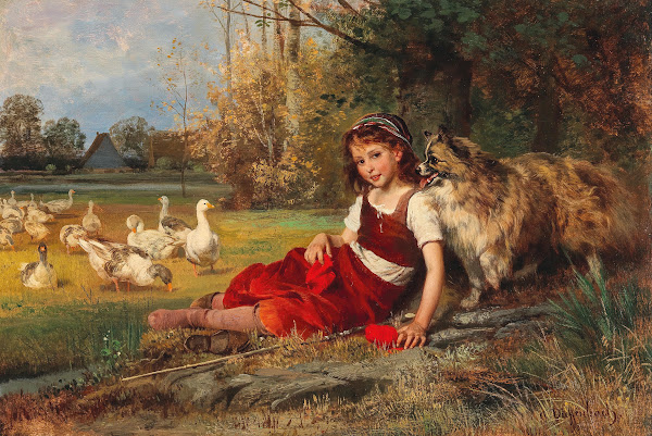 A Young Goose Girl Resting