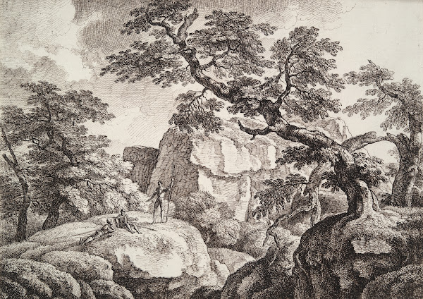 Three Soldiers in a HillyLandscape