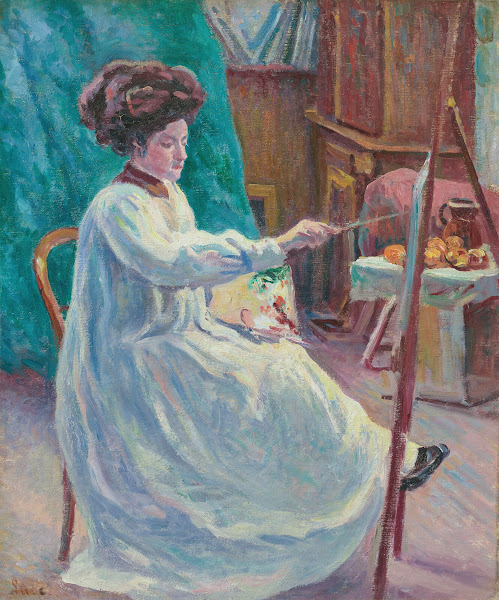 Portrait de Madame Jourdan dans son atelier circa 1900